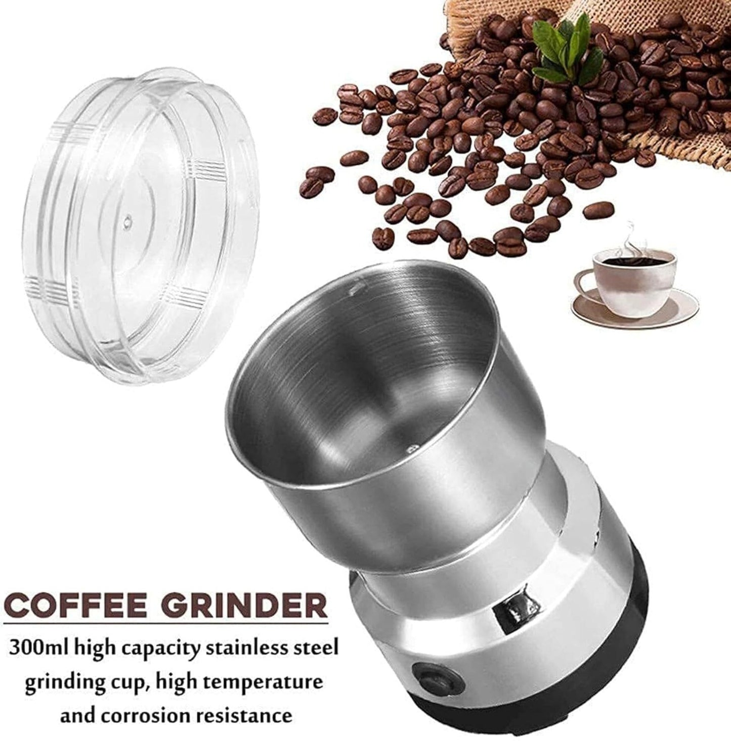Nima Mixer Grinder Smash Machine Stainless Steel Multifunctional Electric Grinder & Chopper Dried Spice Hurbal Masala Coffee Beans, Nuts & Grains, Powerful Motor Blender (Steel) (Copy)
